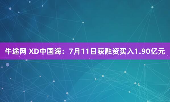 牛途网 XD中国海：7月11日获融资买入1.90亿元